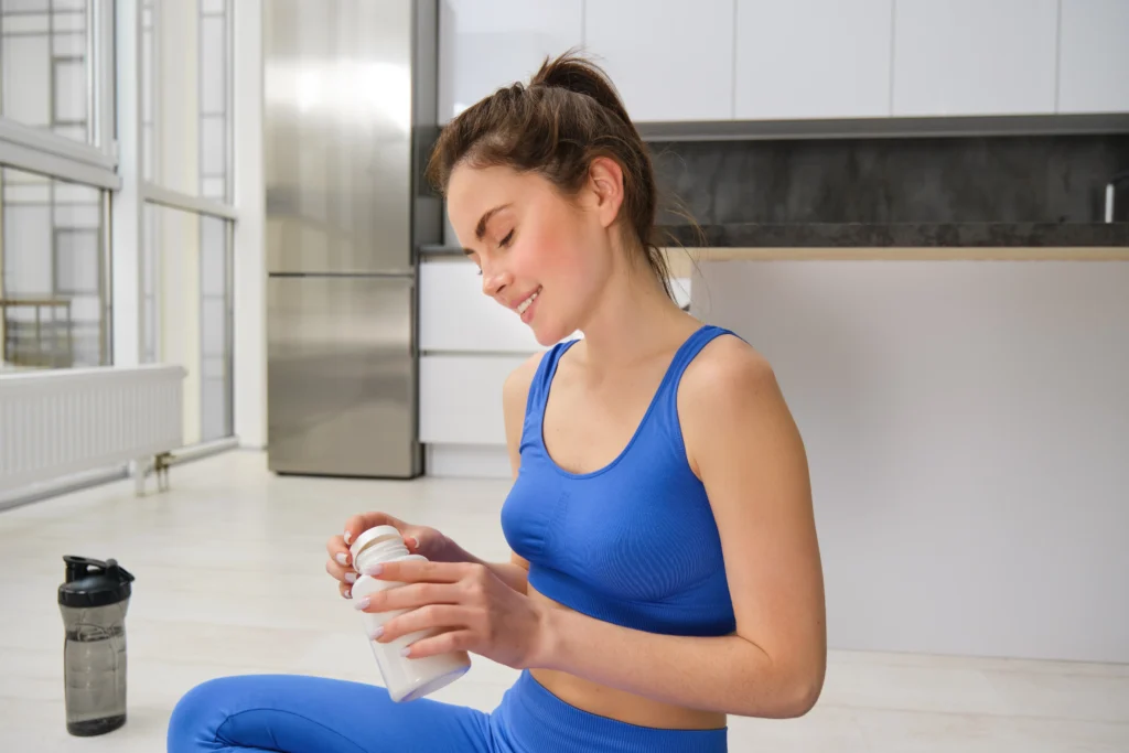 fit lady with a healthy drink