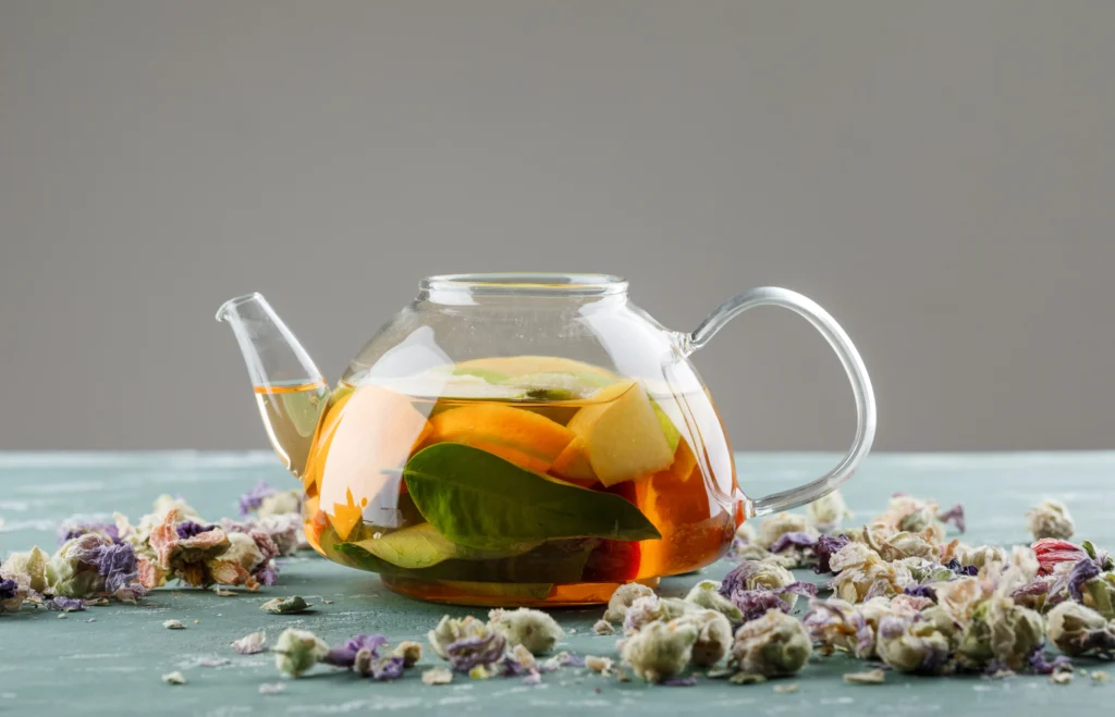 Teapot of herbal tea